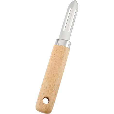 Sparschäler Aus Edelstahl Mit Buchenholzgriff, Ideal Für Kartoffeln Und Gemüse –