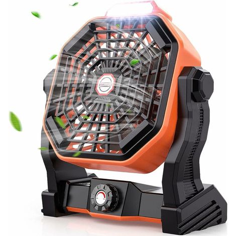 Wiederaufladbarer Campingventilator Mit Einstellbaren Led-leuchten, Leiser Tischventilator Mit 270°-drehung, Tischventilator Mit Geschwindigkeitsregelung Und Lo-ron-batterieanzeige