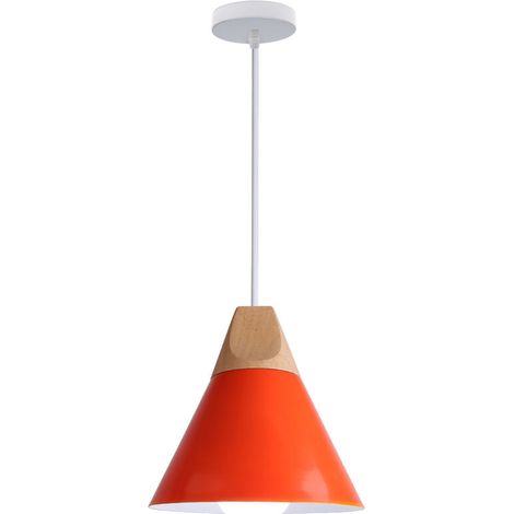 Kreative Industrielle Pendelleuchte Aus Massivholz Für Schlaf- Oder Wohnzimmer, Dekorativer Kronleuchter (orange)