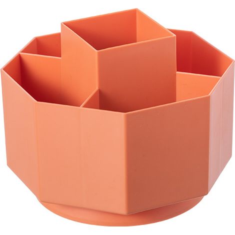 Drehbarer Stiftehalter Aus Kunststoff, Aufbewahrungsständer Für Bürobedarf, Sechseckiger Stiftehalter Fürs Büro (orange)