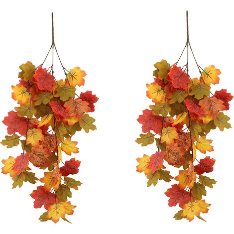 2 Stück Künstliche Halloween-blumen, Künstliche Blumenaccessoires, Plastikblumen Für Zuhause Und Hochzeiten Im Freien (dreifach Verzweigtes Ahornblatt)