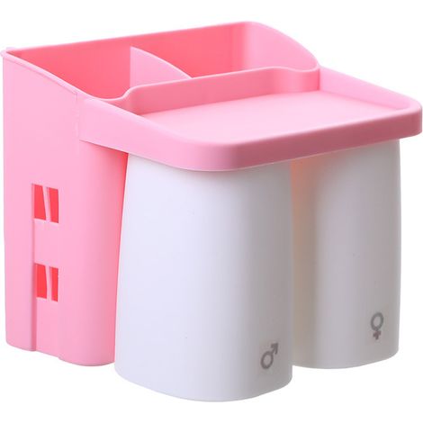 Magnetischer, Umgedrehter Wand-zahnbürstenhalter Mit Adsorptionsfunktion, Aufbewahrungsregal Für Badezimmerreiniger (rosa)