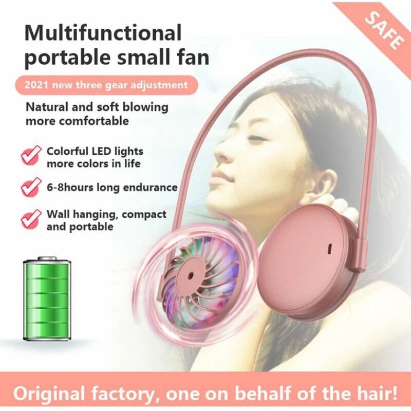 Mini-nackenventilator, Verstellbar, Tragbar, Zum Aufhängen (rosa)