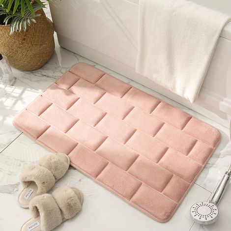 Rutschfeste Badematte Aus Memory-schaum, Saugfähige Badematte, Waschbare Badematte, Duschmatte 40×60cm (rosa)