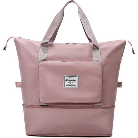 Faltbare Handtasche, Reisetasche, Yoga- Und Sporttasche, Geräumiger Schultergurt, Rosa —