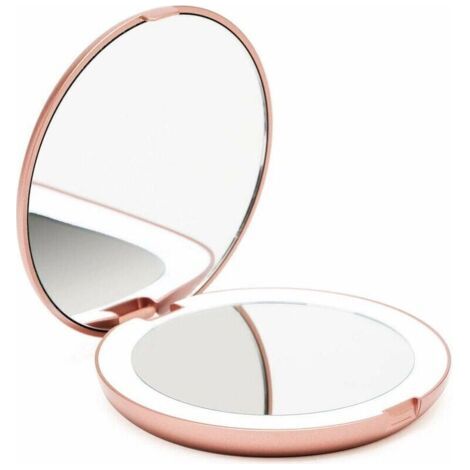 Led-hand-schminkspiegel Mit Natürlicher Beleuchtung, 12,7 Cm Durchmesser, Kompakt Und Tragbar Für Reisen (roségold)