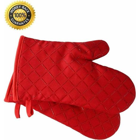 Hochwertige, Rutschfeste Küchenhandschuhe (2er-set) Bis 240 °c - Silikon, Extrem Hitzebeständige Grillhandschuhe, Bbq-handschuhe (rot)