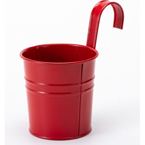 2 Hängende Metallblumentöpfe, Pflanzgefäße Aus Eisen Mit Abflussloch, Ideal Für Die Gartendekoration (rot)