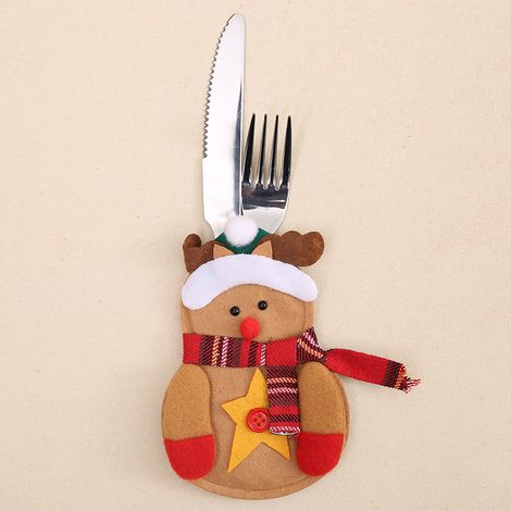 Weihnachtsmann-kostüm-geschirr, Weihnachtsbestecktasche, Besteckhalter Für Messer, Gabel Und Löffel, Weihnachtsbesteckhalter-tischdekoration (fünf-sterne-rentier)