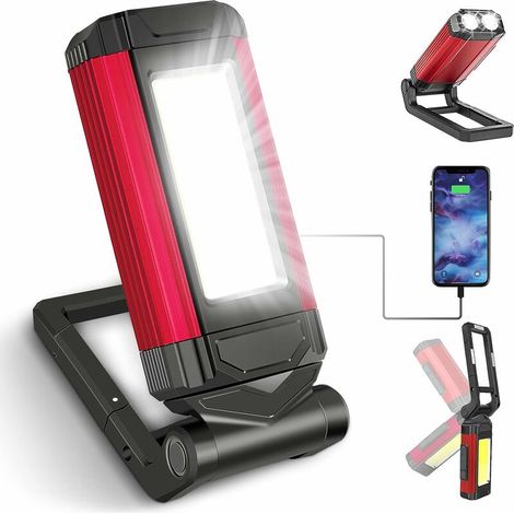 Gu.b/bon Leistungsstarke, Wiederaufladbare Led-arbeitsleuchte, Tragbare Taschenlampe Mit Rotlicht, Ipx6 Wasserdichte Magnetische Taschenlampe, Geeignet Für Camping, Reparaturen Und Heimwerkerarbeiten