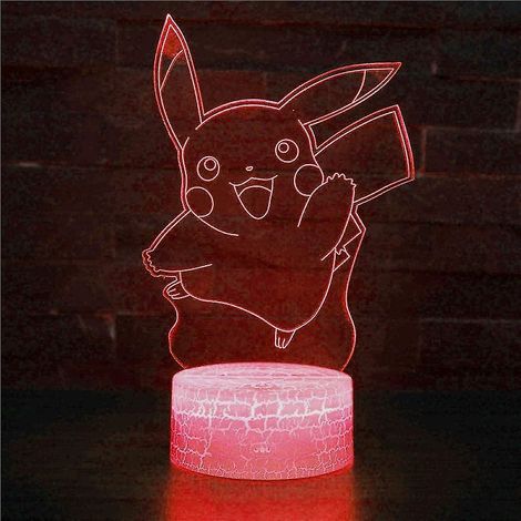 3d-nachtlicht Für Kinder, 3d-illusionslampe, Pikachu, Nachtlicht Mit 16 Farbwechseln Und Fernbedienung, Nachttischlampe
