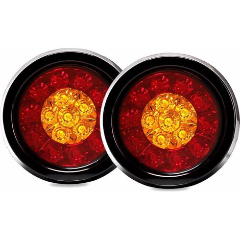 Aiducho 2 Stück – 16 Led Zweifarben-rücklicht Mit Gummiring, Rundes Rotes Und Gelbes Lkw-rücklicht, Passend Für Kamon Mk-272