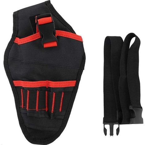Werkzeugtasche Für Elektrische Bohrmaschinen, Werkzeugholster Mit Verstellbarem Gürtel, Werkzeughalter Mit Zubehörfach Und Offenen Schlaufen Zur Aufbewahrung Von Werkzeugen Und Bohrmaschine