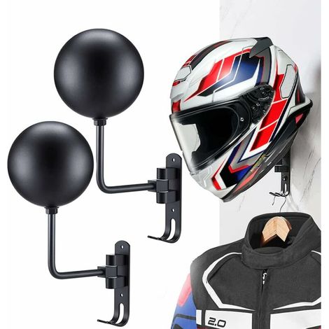 Metallene Wandhalterung Für Helme – 180° Drehbar – Schwarzer Stahl – Abmessungen 12 X 3 X 25 Cm – Für Motorrad- Und Fahrradhelme