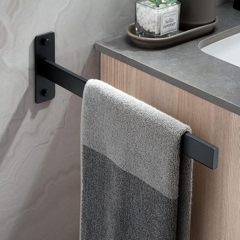 Ulisem Handtuchhalter, Wandmontage, Handtuchstange, Schwarz, Matt, Edelstahl, Rechteckig, Einarmig, Handtuchhalter, Für Bad Und Küche