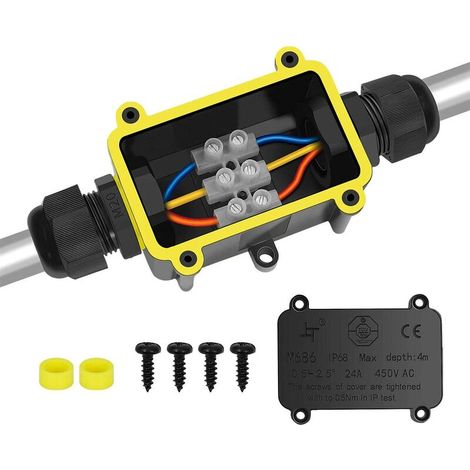Ip68 Wasserdichte Außenanschlussdose, Elektrischer Kabelverbinder, 2-wege-anschlussdose Für Kabel Mit Einem Durchmesser Von 4 Bis 14 Mm