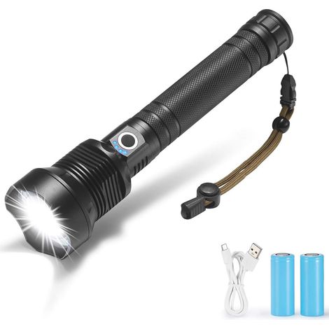 Tinor – 120.000 Lumen Cree Xlamp Xhp70.2 Led-taschenlampe – Wiederaufladbarer 26650-akku – Wasserdicht Nach Ipx-4 – Stoßfest Bis 2 M