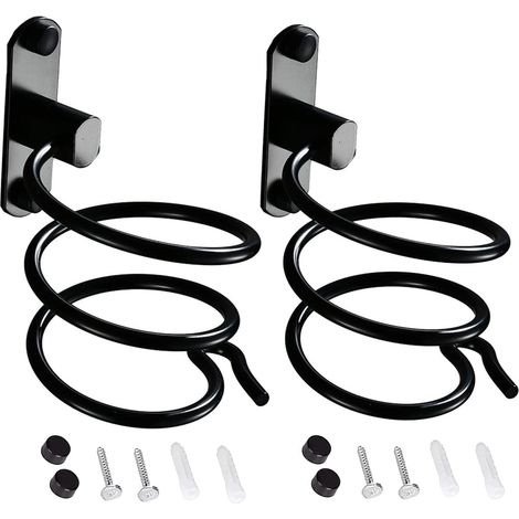 2er-set Wandhalterungen Für Haartrockner, Aluminium-haarglätterhalterung, Wandhalterung Für Haartrockner-organizer, Haartrocknerhalterung Für Hotel, Badezimmer, Friseursalon, Schwarz