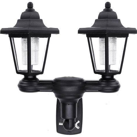 Solarbetriebene, Wasserdichte Led-doppelkopfleuchte Im Retro-vintage-stil Mit Dämmerungsschalter Für Landschaftsgestaltung, Garten, Außenzäune Und Heimdekoration (warmweiß, Doppelkopf)