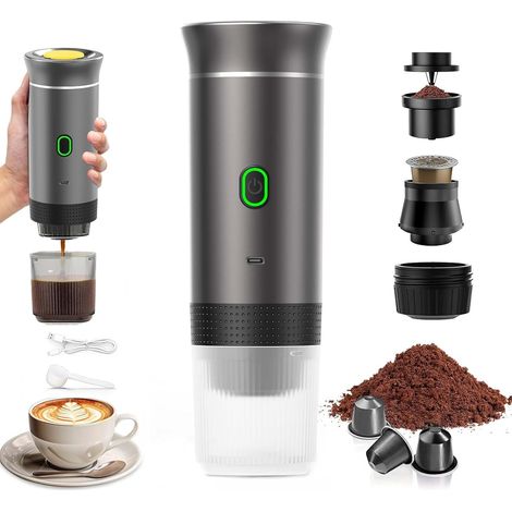 Tragbare 12v 3-in-1 Kaffeemaschine, Schnelles Aufheizen (4–6 Minuten), Geeignet Für Kapseln Und Gemahlenen Kaffee, Für Camping, Büro, Zuhause Und Auto