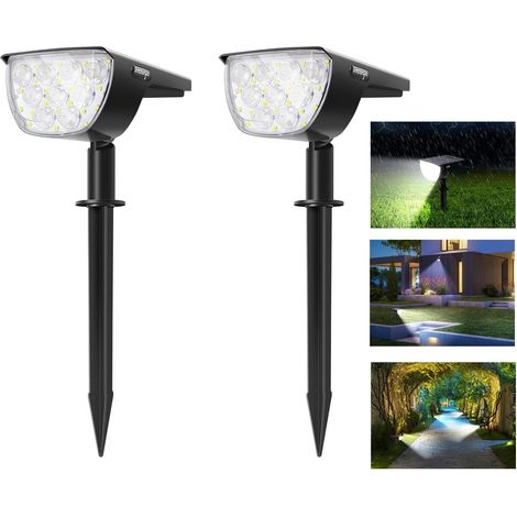 2er-pack Solar-außenstrahler, 30 Led-solarleuchten, Ip67 Wasserdicht, Verstellbarer Solar-flutlichtstrahler Mit 180°-solarpanel, Solarbeleuchtung Für Garten, Außenbereich, Wege Und Einfahrten [energie