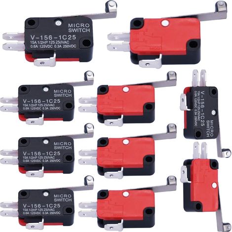 Packung Mit 10 Spdt No/nc Mikrorollenschaltern – Momentaner Endschalter Für Cnc-fräsen – Zuverlässigkeit Und Präzision – V-156-1c25