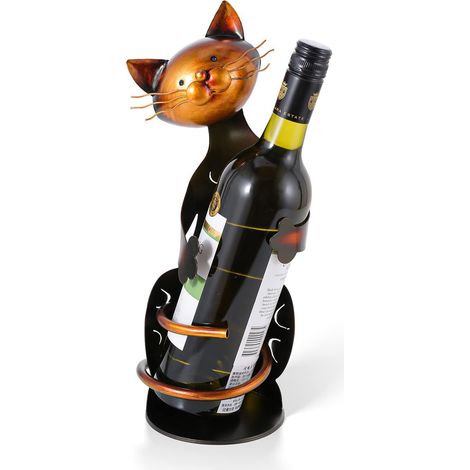 Katzenförmiger Flaschenhalter, Weinregal, Metallskulptur, Praktische Wohndekoration, Handgefertigt