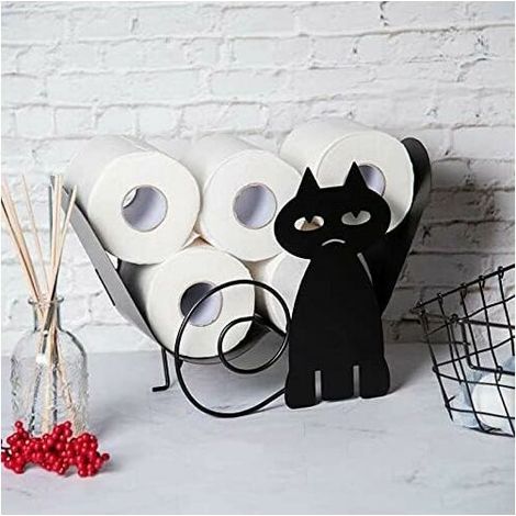 Derui Toilettenpapierhalter In Katzenform, 2-in-1-wandhalterung, Schwarz, Aus Metall, Für 7 Rollen, Weich Wie Eine Wolke