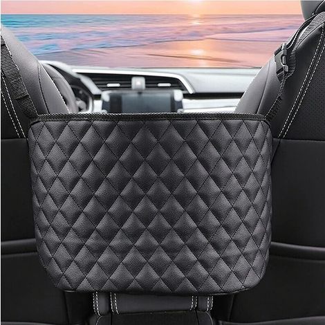 Handtaschen Mit Netzfach Fürs Auto, Autositztasche, Handtaschenhalter Aus Leder, Autotaschen – Schwarz