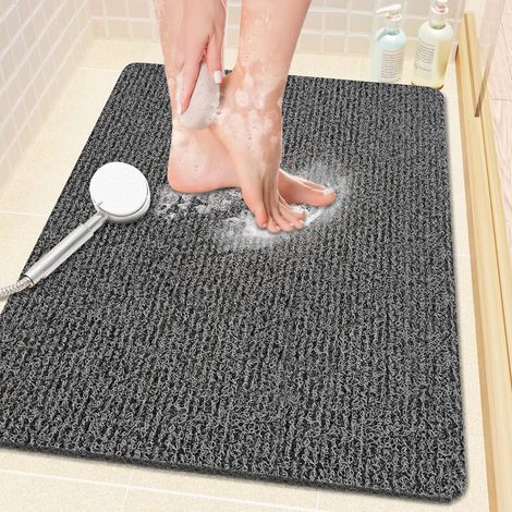Rutschfeste Duschmatte 61 X 40,6 Cm, Phthalatfreier Pvc-schwamm, Wasserdurchlässig, Schnelltrocknend, Schwarz
