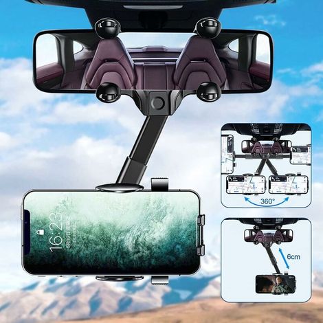 Universelle Autotelefonhalterung, Rückspiegelhalterung Mit 360°-drehung Und Pneumatischer Klemmung
