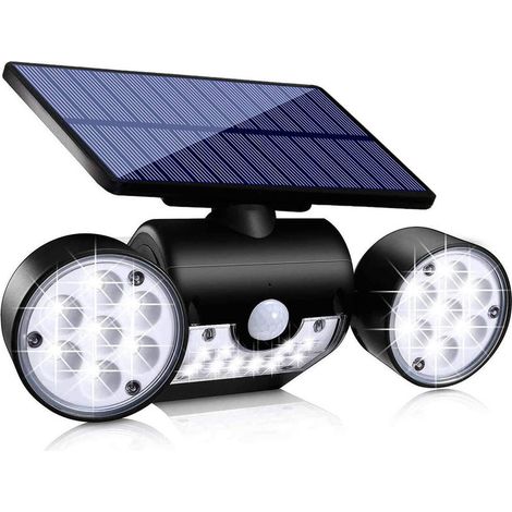 Doppelkopf-solarwandleuchte, Bewegungsmelder-scheinwerfer, Kreisförmige, Drehbare, Wasserdichte Led-gartenleuchte