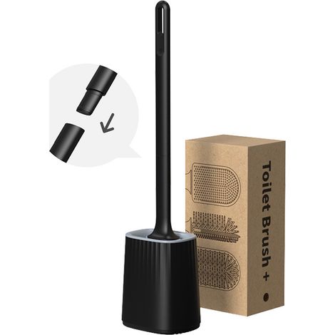 Toilettenbürste Mit Wand- Und Bodenhalterung, Doppelseitigem Reinigungsbürstenkopf, Langem Griff, Hochelastisch (schwarze Nacht)