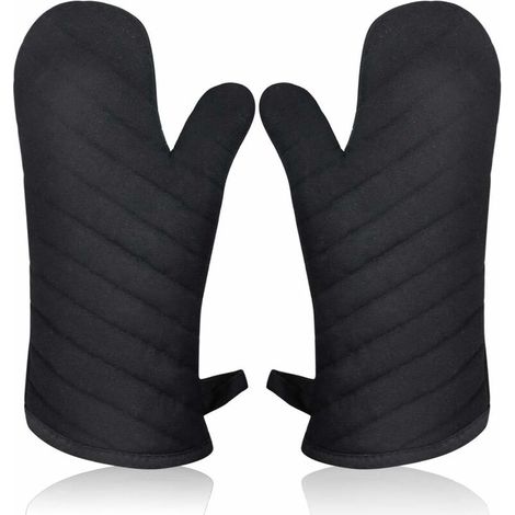 Hitzebeständige Ofenhandschuhe, Ofenhandschuhe, Dicke Und Lange Isolierte Küchenhandschuhe Zum Grillen, Schwarz, 1 Paar