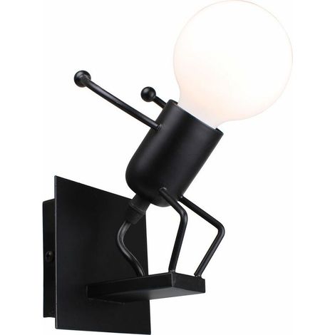 Kreative Schwarze Wandleuchte Mit Tanzenden Kleinen Figuren, Retro-wandlampe Im Iron-man-stil Für Bar, Schlafzimmer, Küche, Restaurant, Café, Flur