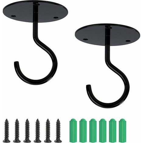 2 Stück Haken – Schwarze Decken- Und Wandhaken Mit Metallschrauben Zum Aufhängen Von Pflanzen Und Hängekörben