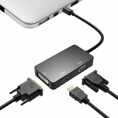 3-in-1 Thunderbolt-adapter: Mini Displayport Auf Hdmi, Dvi, Vga, Hochauflösender Audioausgang (1920 X 1080p), Vergoldet Für Optimale Verbindung