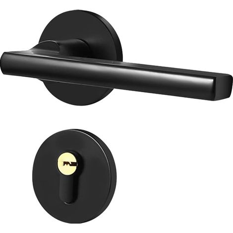Tinor – Schwarzer Aluminium-türgriff Für Den Innenbereich – Schlankes, Rundes Design – Geeignet Für Holztüren – Schnelle Und Einfache Montage