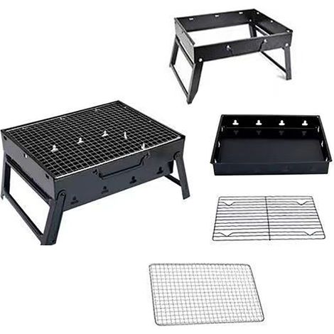 Tragbarer Holzkohlegrill Für Den Außenbereich Mit Schublade Und Klappofen
