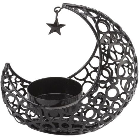 Romantischer, Mondförmiger Kerzenhalter Aus Hohlem Eisen Für Hochzeiten, Weihnachtsdekoration, Couchtisch/esstisch, Schwarz