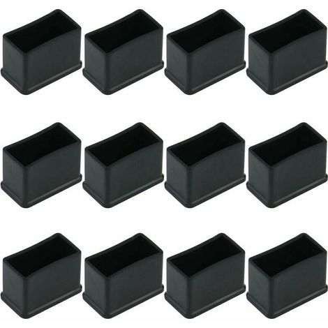 Set Mit 12 Rechteckigen Filz-gummikappen Für Tisch- Oder Stuhlbeine (schwarz, 15 X 30 Mm)