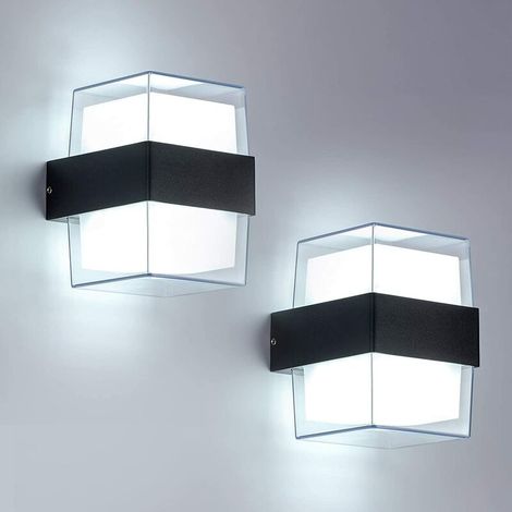 2 Stück 12-w-led-außenwandleuchte, 6000 K Kaltweiß, Ip65, Acryl-wandleuchte, 960 Lm. Für Gärten, Terrassen Und Außenwände. Gesamtgröße: 105 X 90 X 130 Mm [energieklasse F].