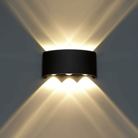 Led-wandleuchte Für Den Innen- Und Außenbereich, Wasserdicht (ip65), Moderne Wandleuchte Für Balkon, Wohnzimmer, Flur, Schlafzimmer, Veranda, Schwarzes Aluminium (6 W – Schwarz – Warmweiß) [energiekla