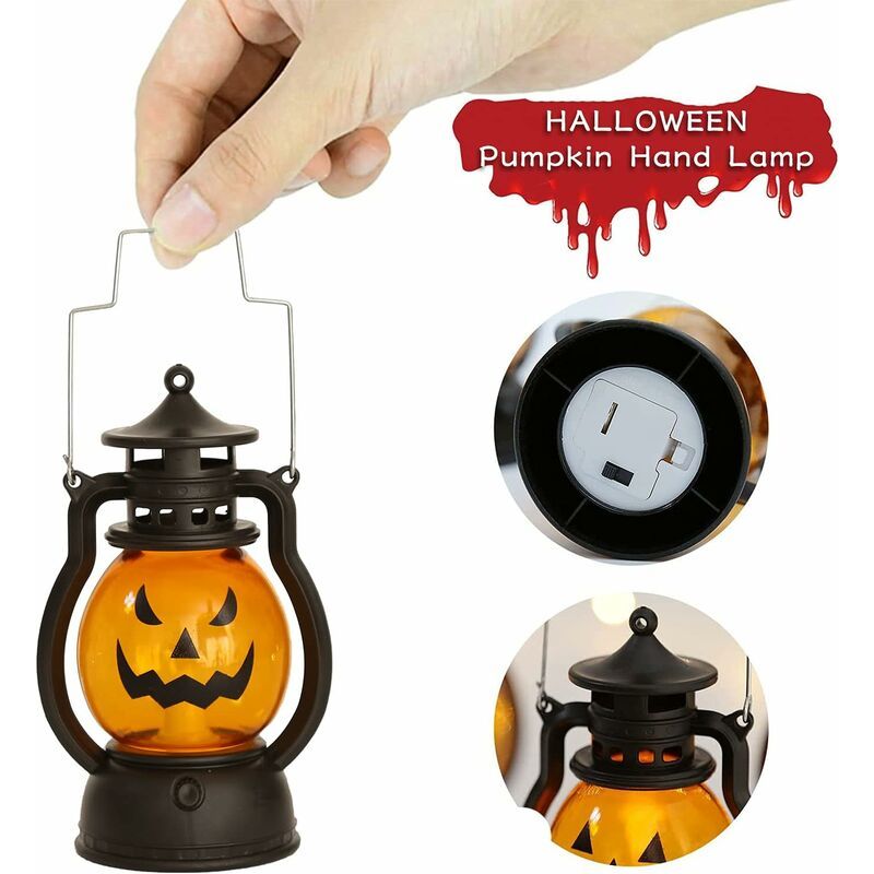 Halloween-kürbislampen-2er-pack, Halloween-kürbislaternen, Tragbare Kürbislaternen Für Zuhause, Bar, Schule, Halloween-dekoration
