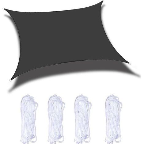 Schwarze, Rechteckige, Wasserdichte Plane 200x300cm Mit Tasche Und Befestigungsseilen