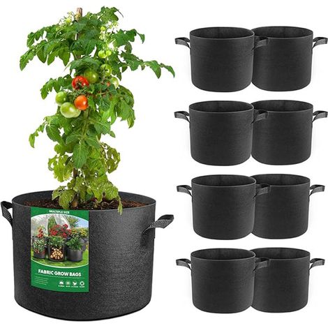5-gallonen-pflanzsäcke - Ein Set Aus 5 Pflanzsäcken Aus Vliesstoff, Geeignet Für Den Anbau Von Gemüse, Tomaten Und Kräutern, Für Den Innen- Und Außenbereich.