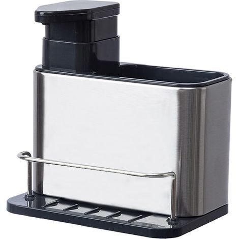 3-in-1 Schwammhalter, Aufbewahrungsbox Und Waschmittelspender, Schwarz
