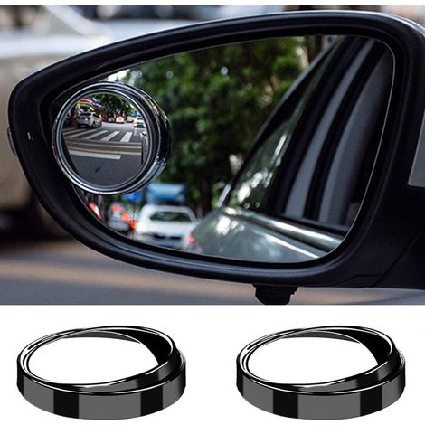 2er-pack Mini-totwinkelspiegel, 2-zoll-hd-glas-konvexrund-rückspiegel, Starker Klebespiegel Für Auto, Suv (schwarzer Rahmen)