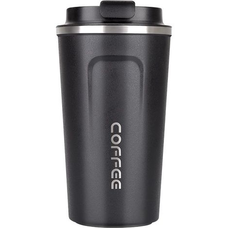 380 Ml Edelstahl-isolierbecher, Tragbar, Schwarz, Ideal Für Kaffee Oder Tee –