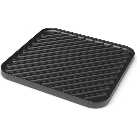 Isolierender Silikonuntersetzer Mit Wellenmuster Und Wasserablaufmatte, Schwarz